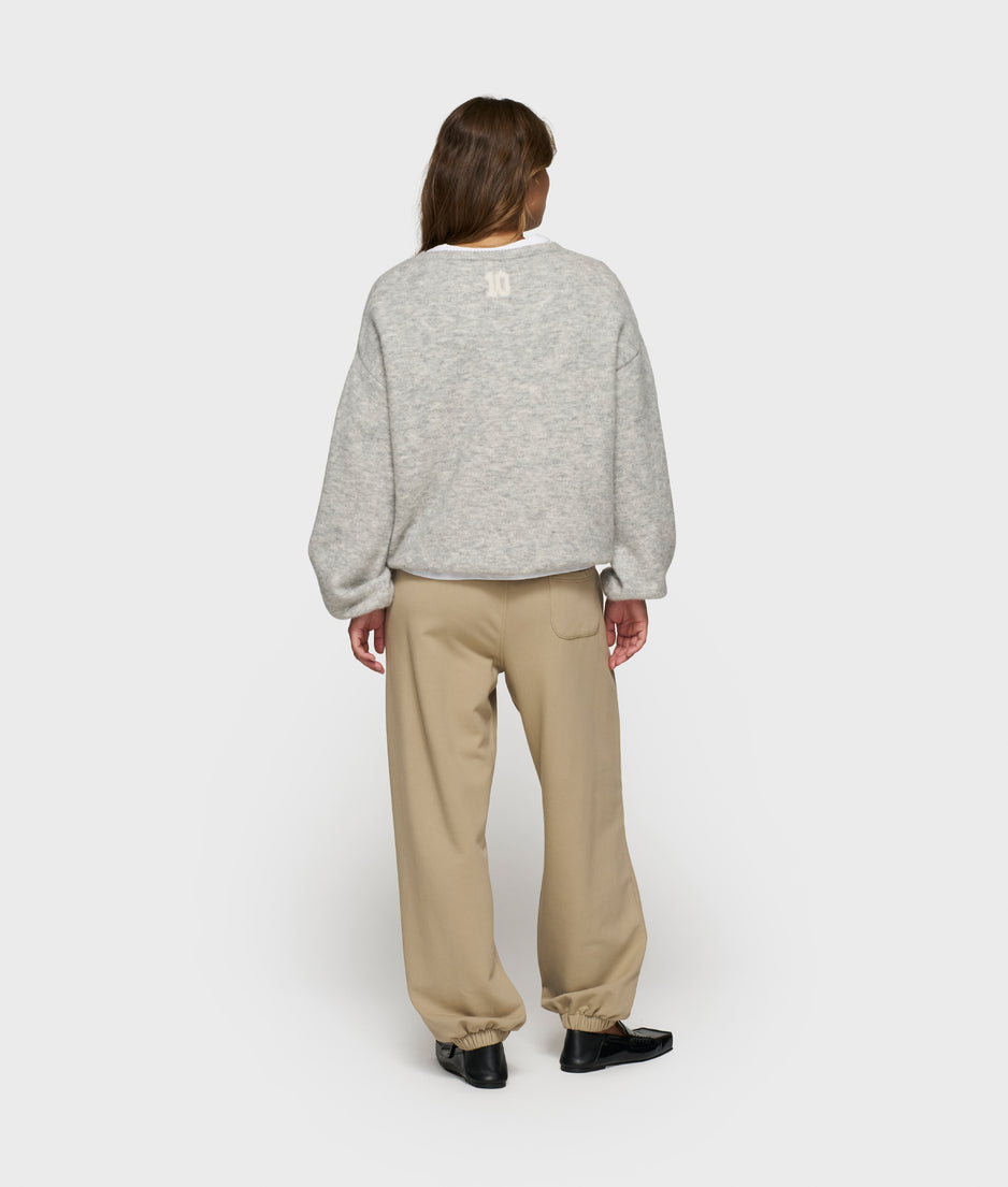 soft round neck sweater knit | light grey melee