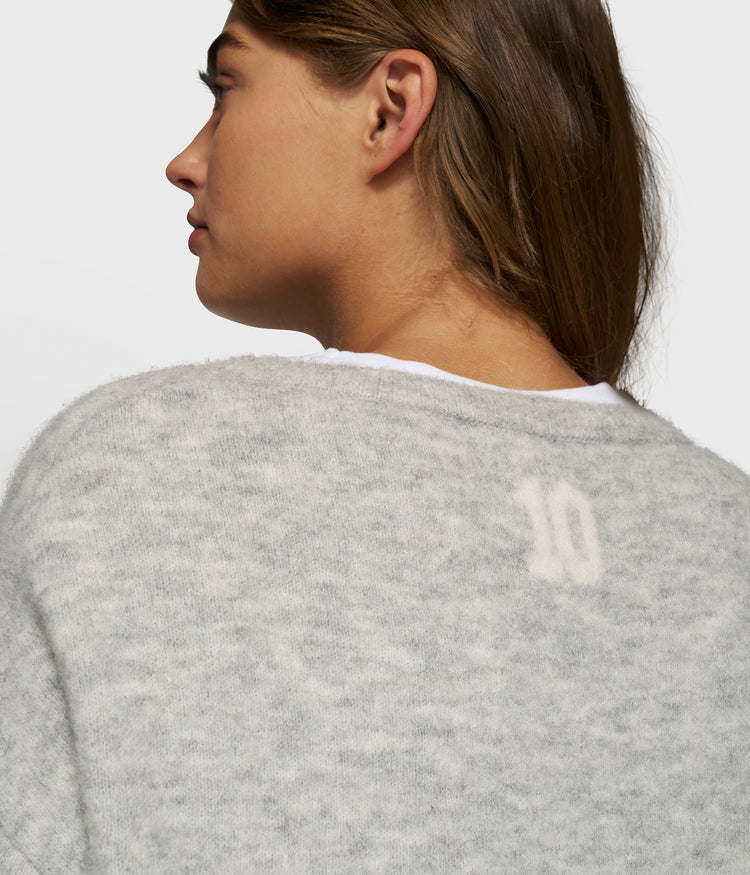 soft round neck sweater knit | light grey melee