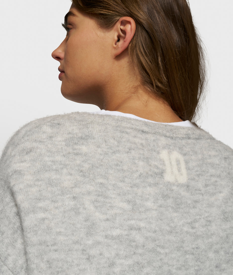 soft round neck sweater knit | light grey melee