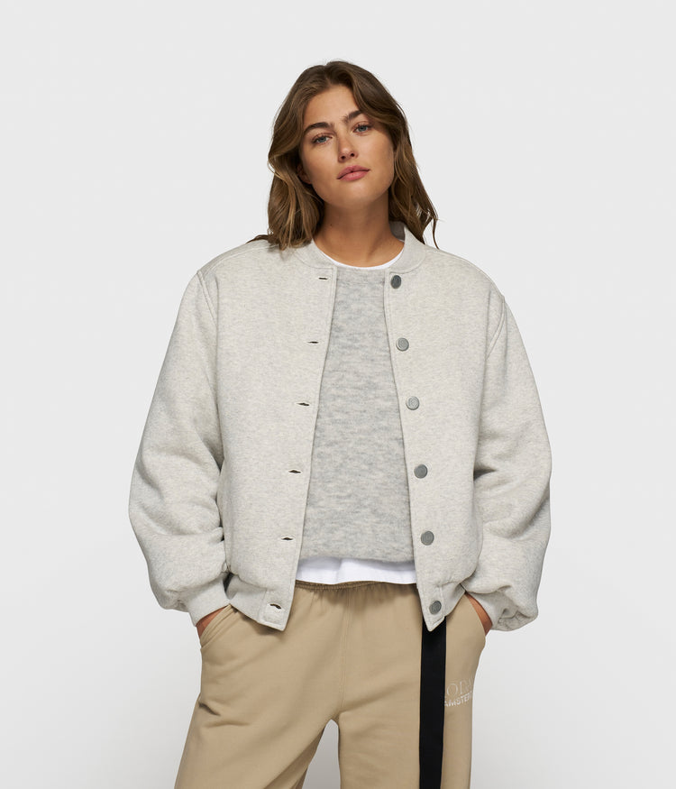 baseball bomber jacket 10 | white grey melee