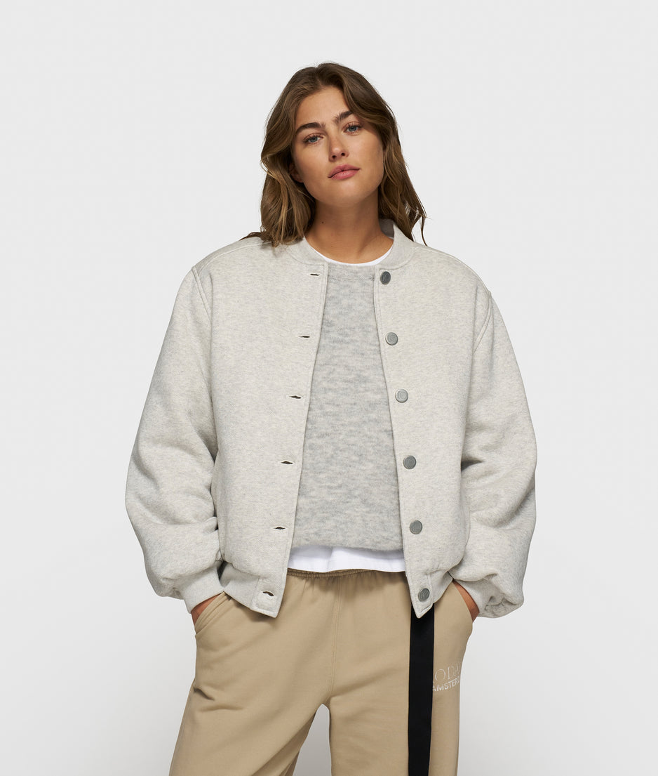 baseball bomber jacket 10 | white grey melee