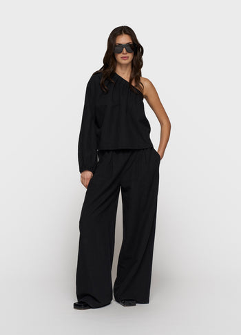 flowy pants linen | black