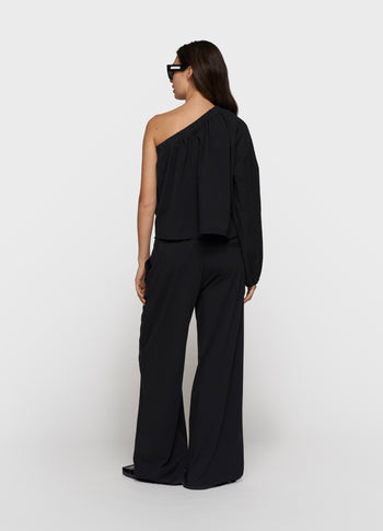 flowy pants linen | black