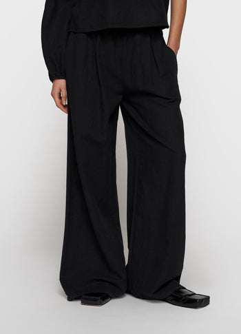 flowy pants linen | black