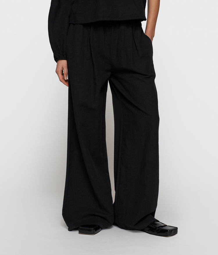 flowy pants linen | black