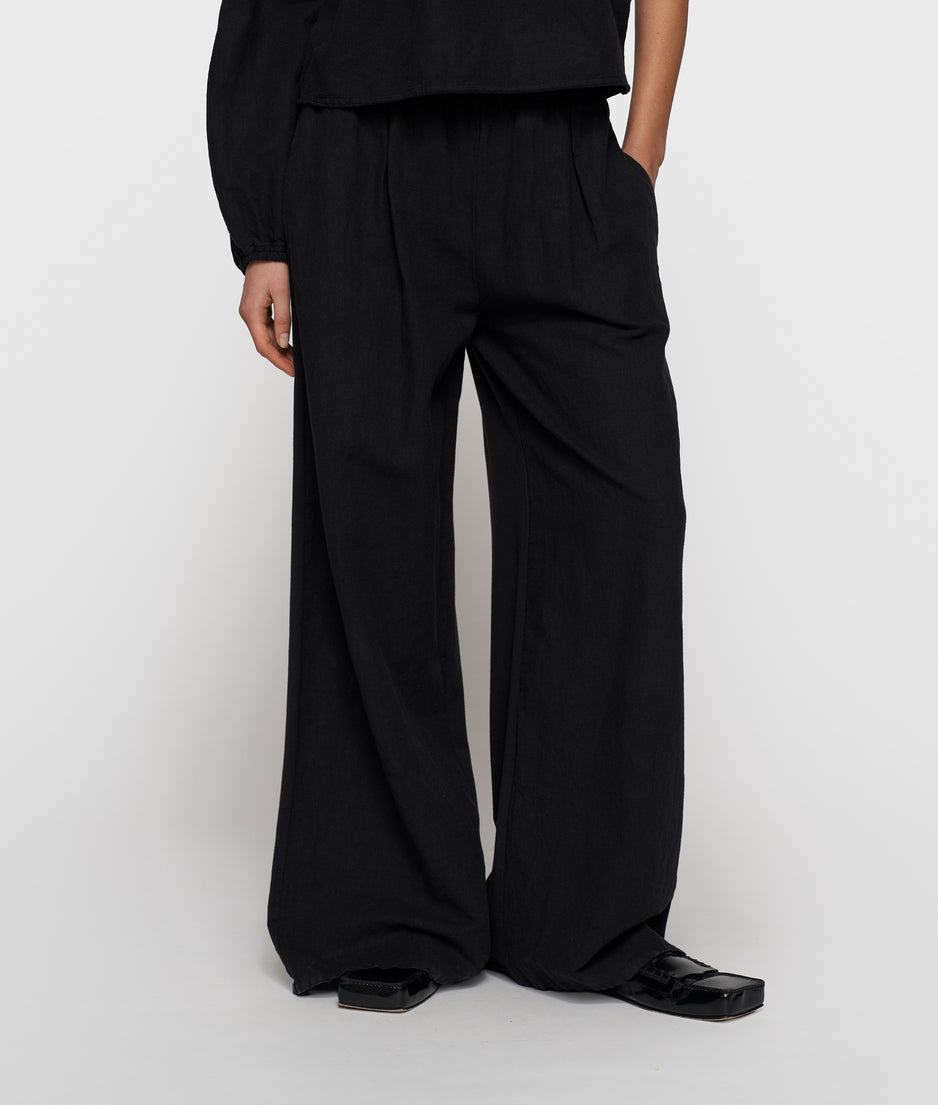 flowy pants linen | black
