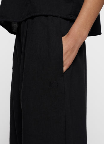 flowy pants linen | black