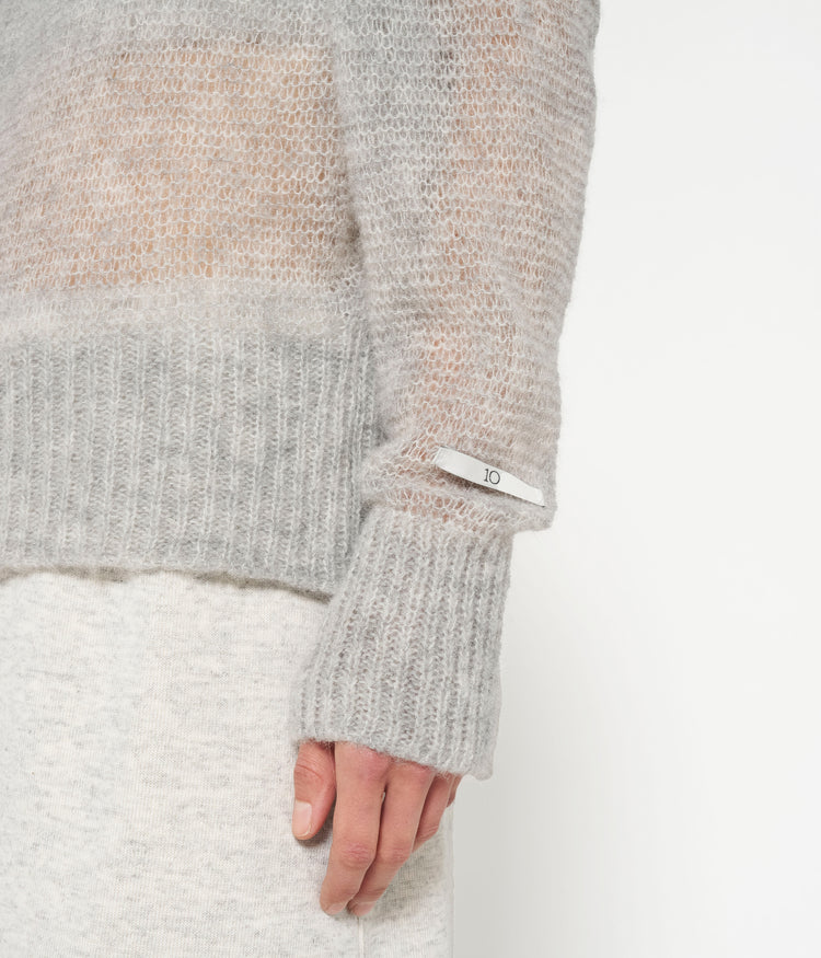 thin off shoulder sweater | light grey melee