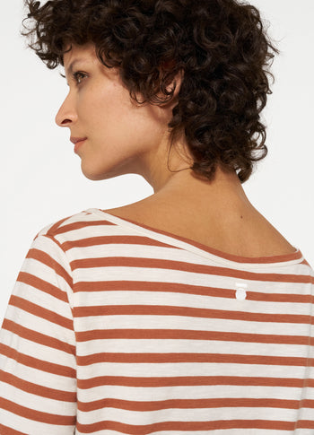 longsleeve tee stripes | ecru/saddle brown