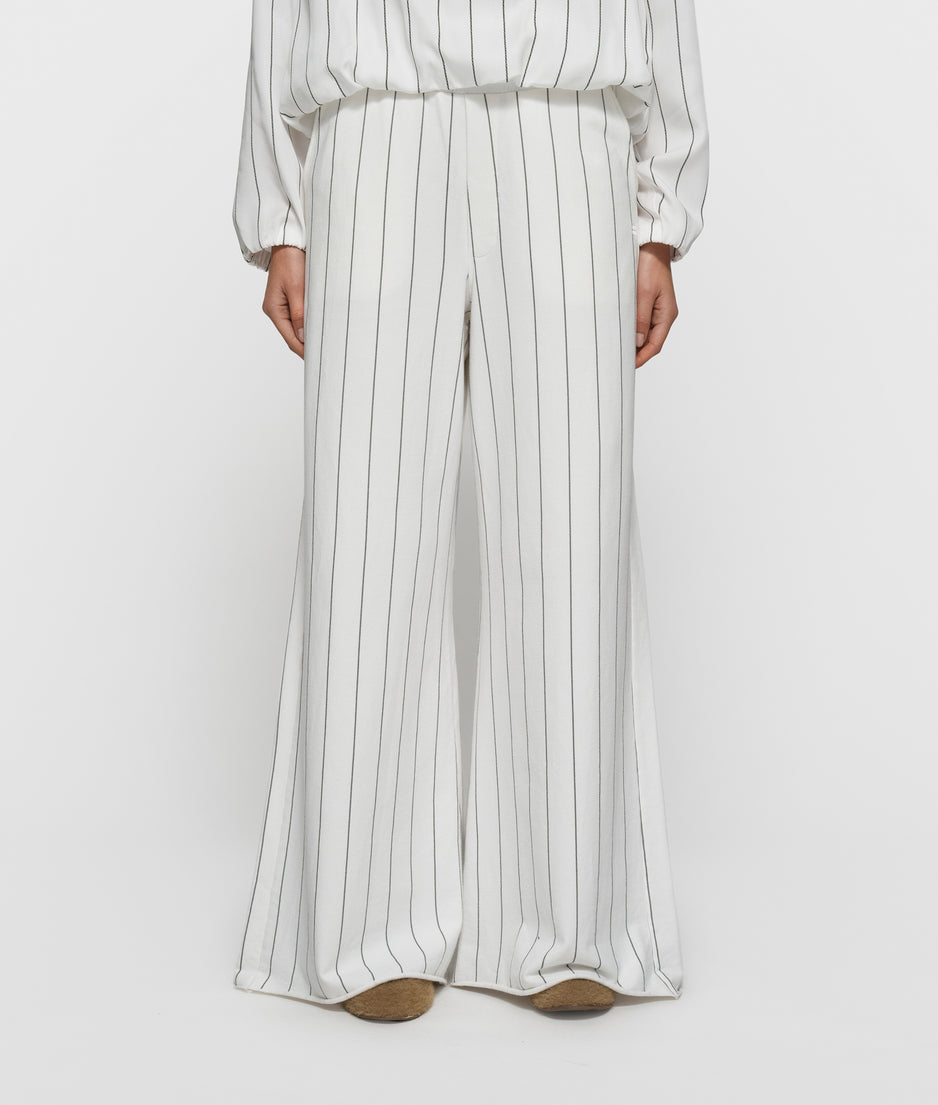 wide jogger pinstripe | ecru