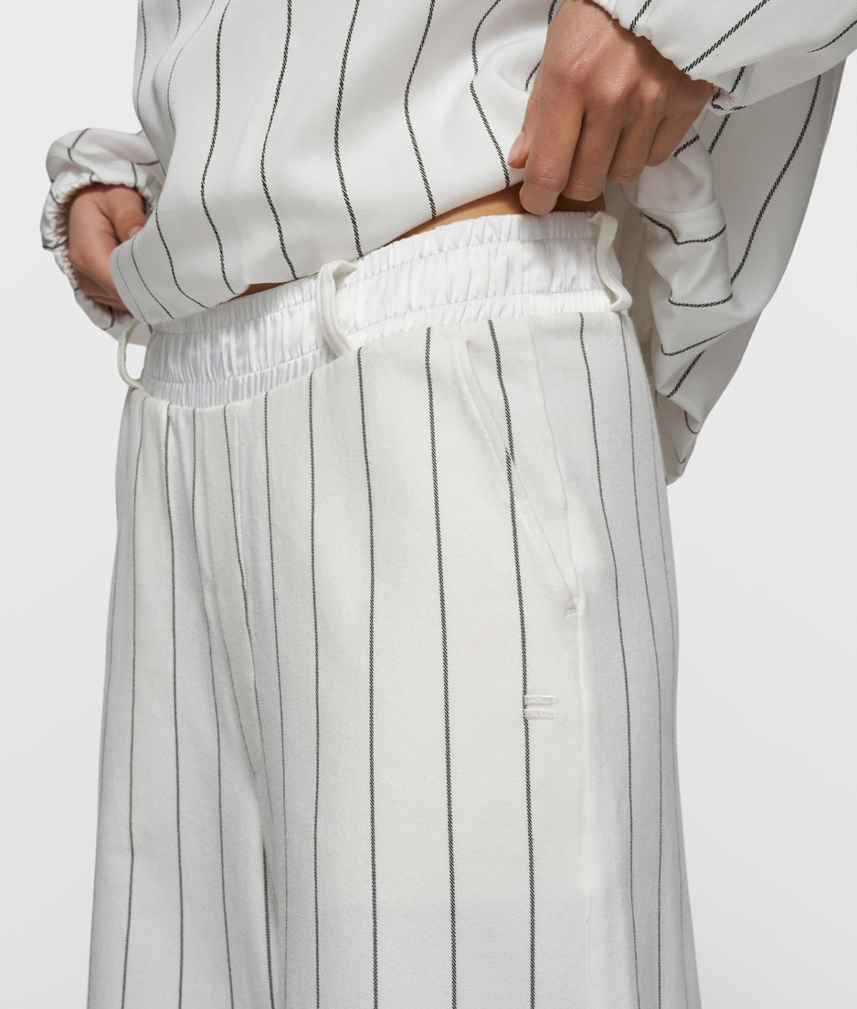 wide jogger pinstripe | ecru