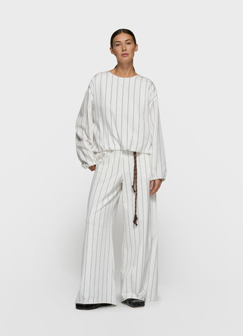 balloon blouse pinstripe | ecru