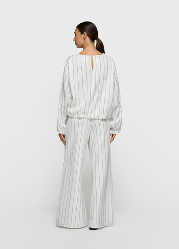 wide jogger pinstripe | ecru