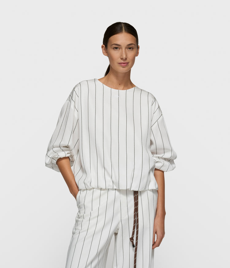 balloon blouse pinstripe | ecru