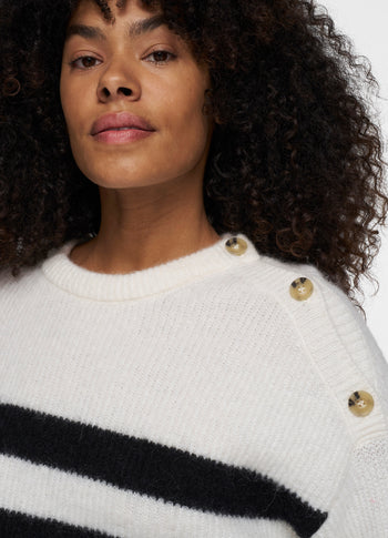 knit sweater stripes | ecru
