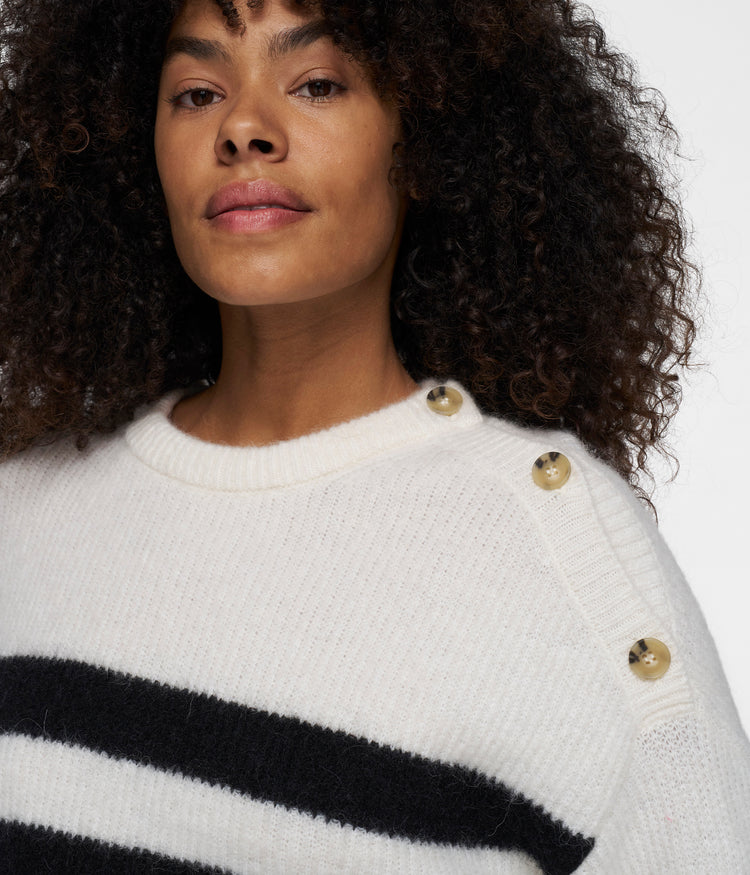 knit sweater stripes | ecru