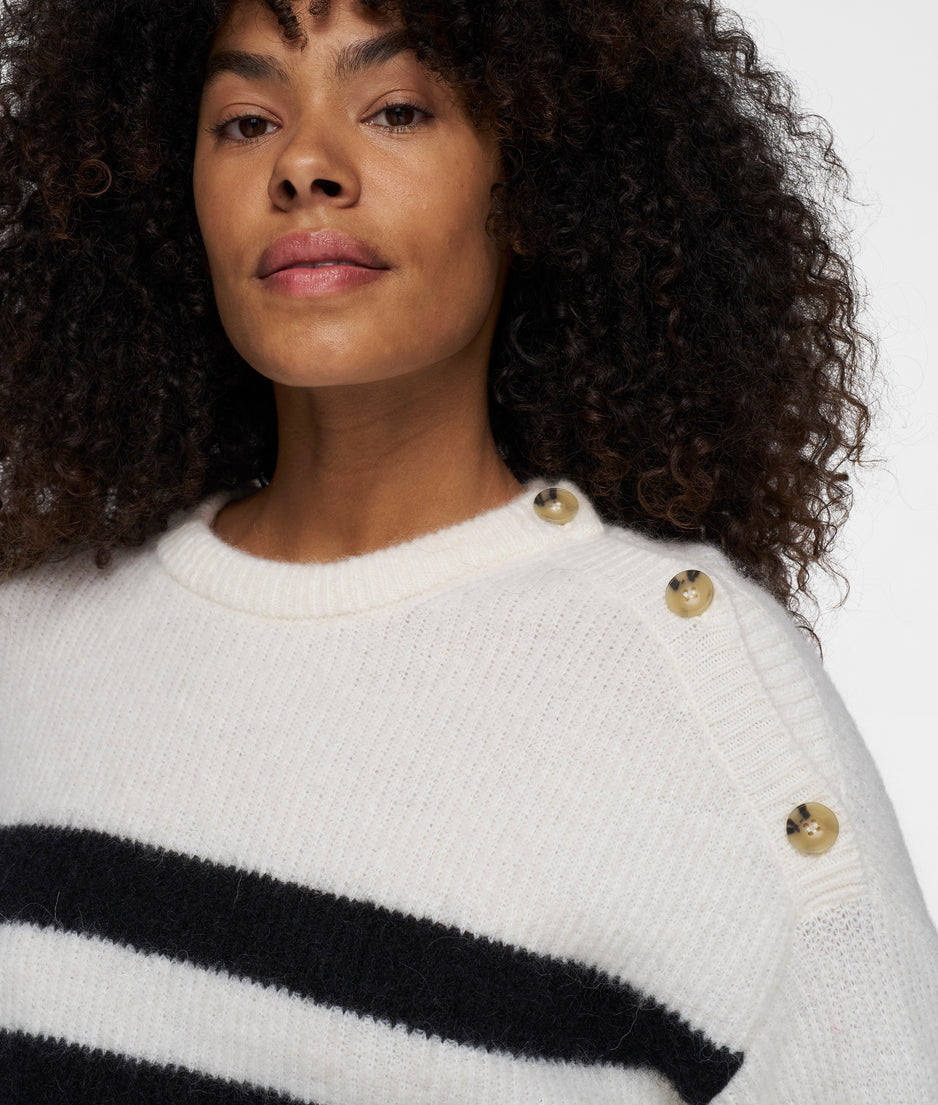 knit sweater stripes | ecru