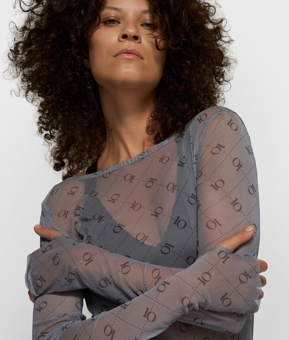mesh long sleeve monogram | light graphite