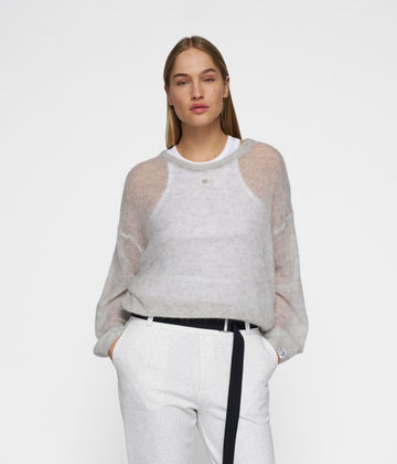 thin knit sweater | light grey melee