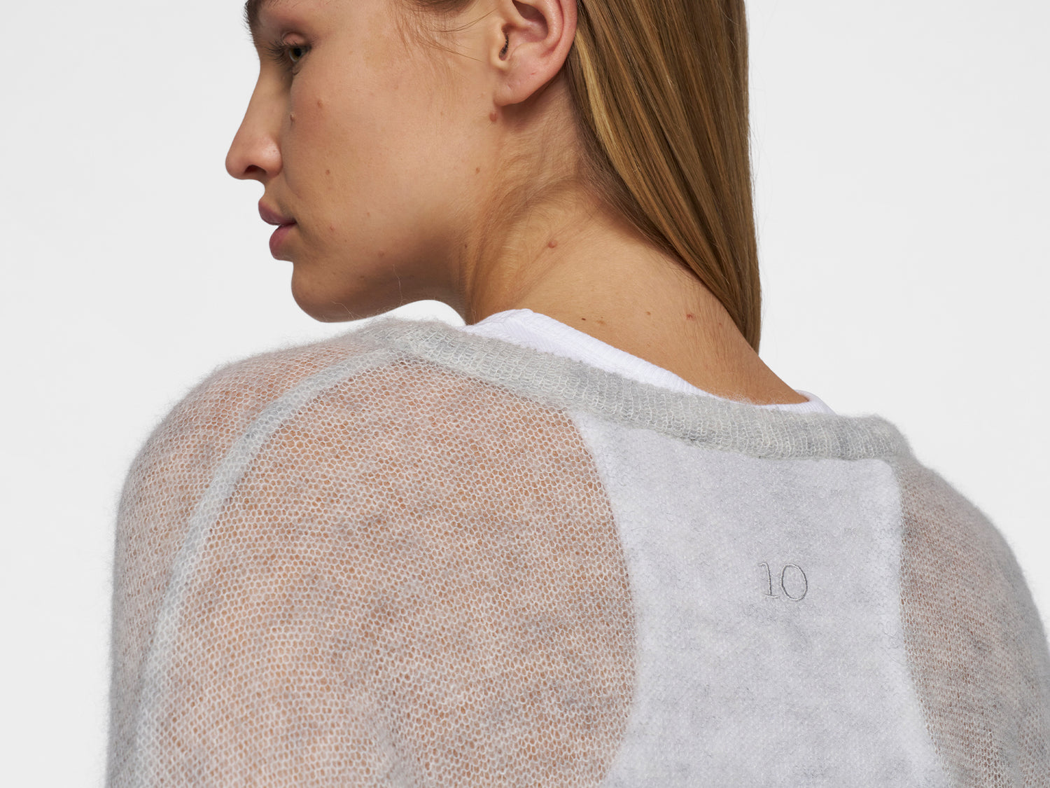 thin knit sweater | light grey melee