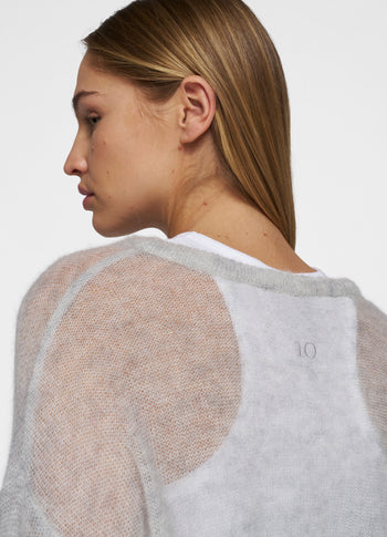 thin knit sweater | light grey melee