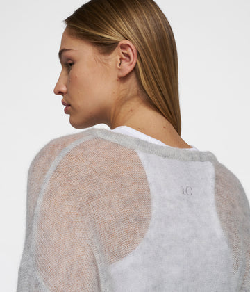 thin knit sweater | light grey melee