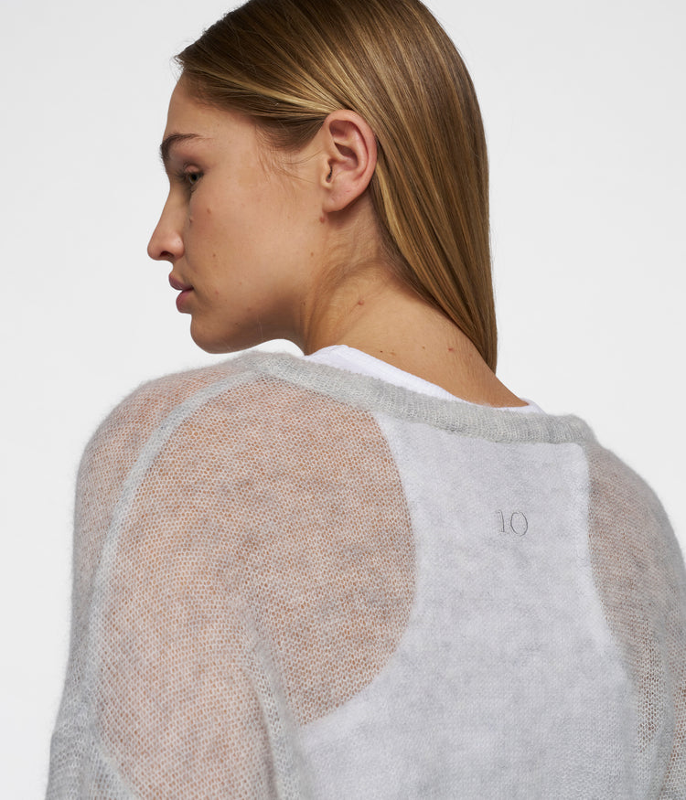 thin knit sweater | light grey melee