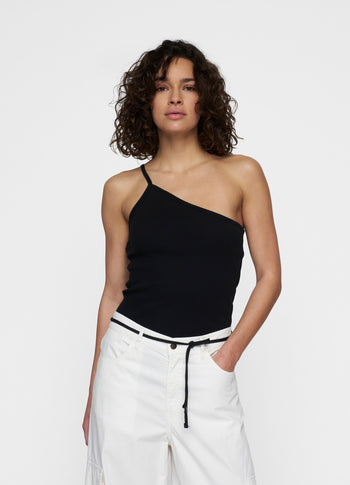 one shoulder ballet top | black