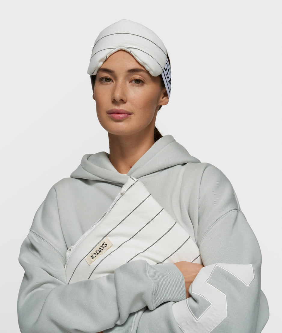 fleece eye mask stripes | ecru