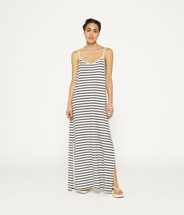 strappy dress stripes | ecru/black