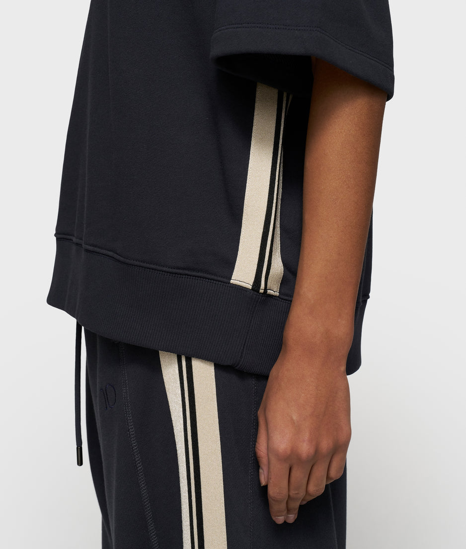 short sleeve sweater patch | dark navy