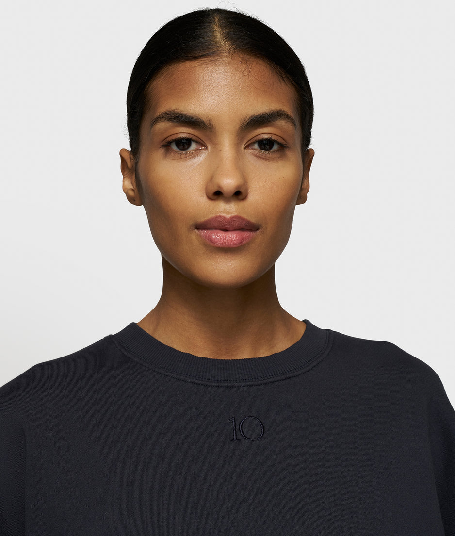short sleeve sweater patch | dark navy