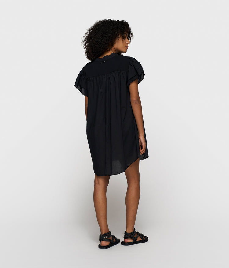 a-line ruffle dress | black