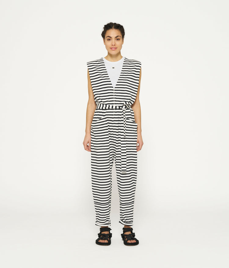 proud jumpsuit stripes | ecru/black