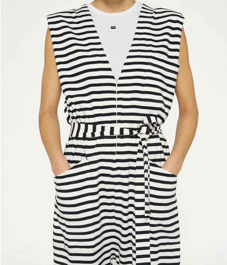 proud jumpsuit stripes | ecru/black