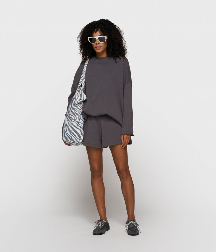 shorts slub fleece | steel blue