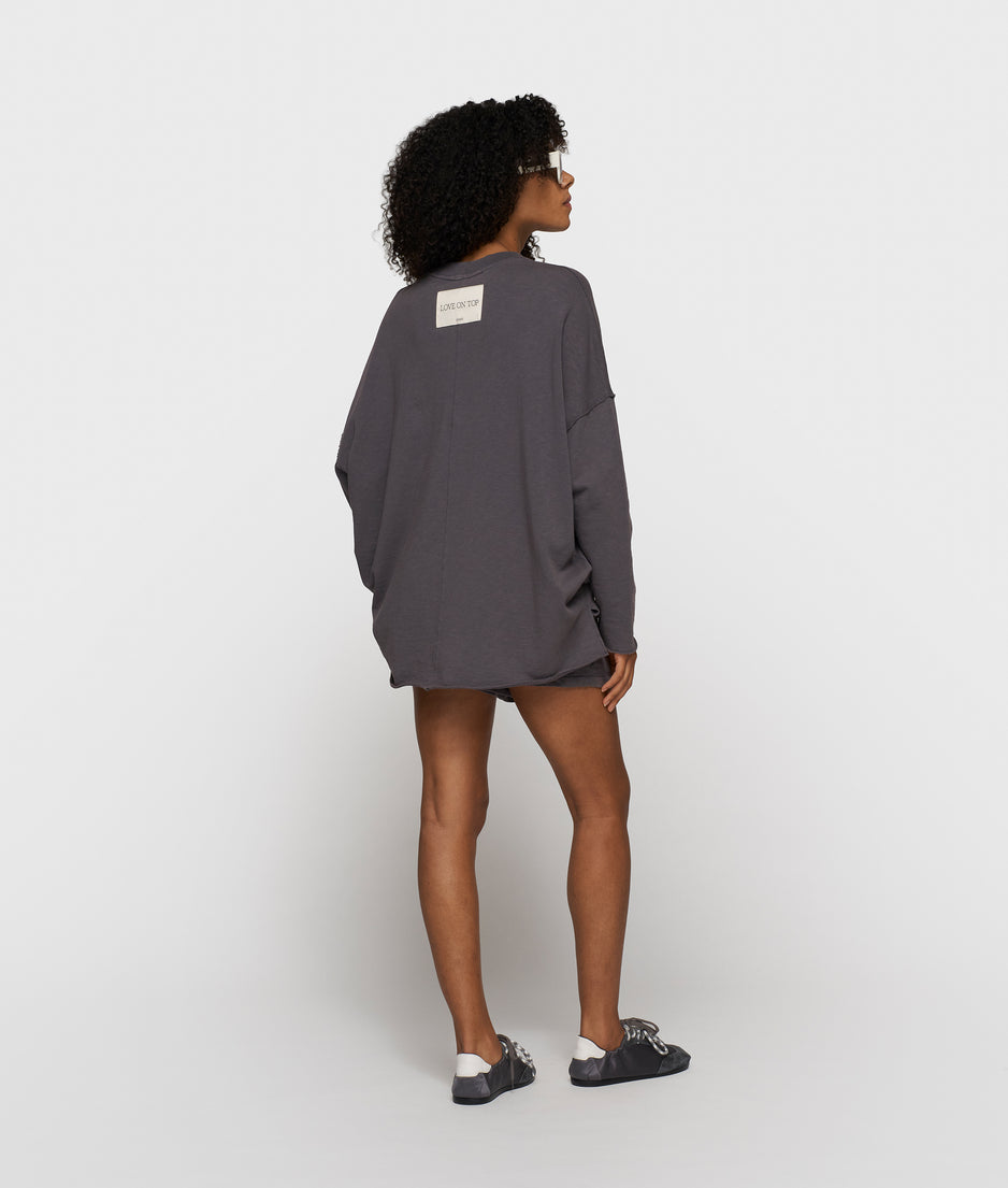 beach sweater slub fleece | steel blue