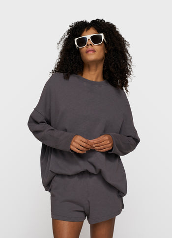 beach sweater slub fleece | steel blue