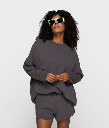 beach sweater slub fleece | steel blue