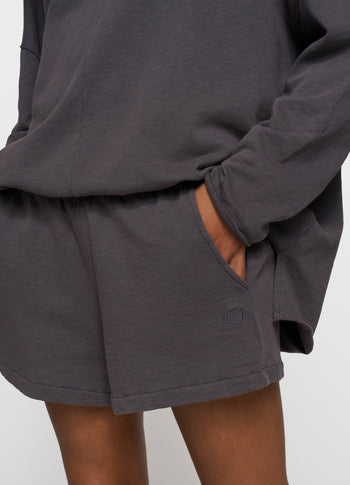shorts slub fleece | steel blue