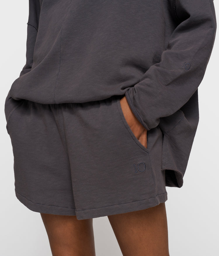 shorts slub fleece | steel blue