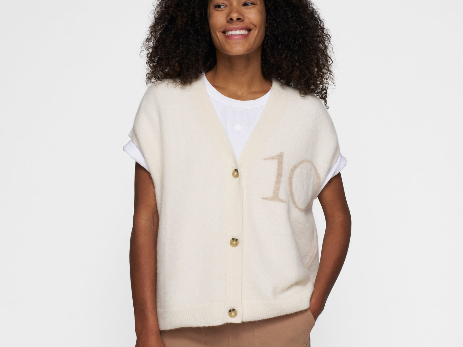 knit gilet | ecru