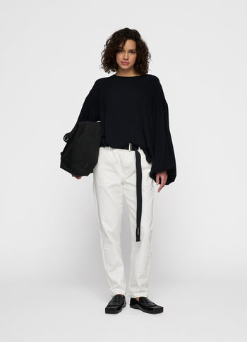 belted pants jog denim | ecru