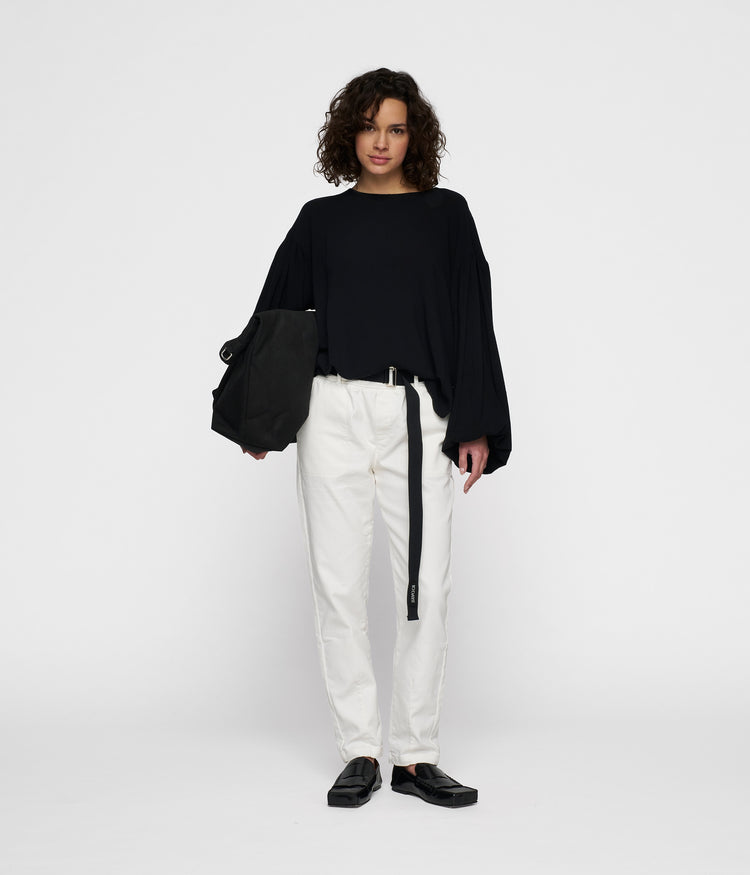 belted pants jog denim | ecru