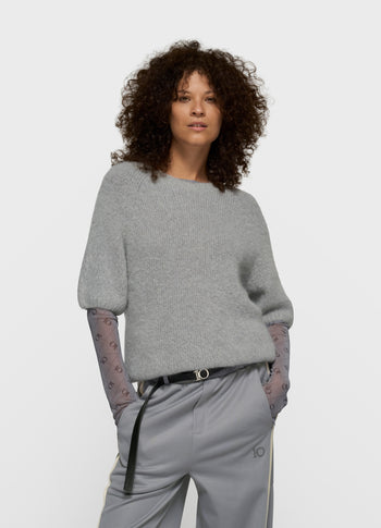 short sleeve knit sweater | light graphite