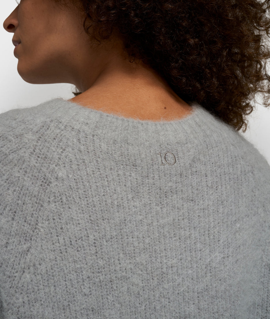 short sleeve knit sweater | light graphite