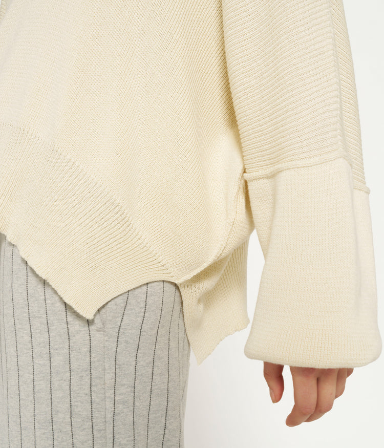 oversized cotton knit sweater | light safari