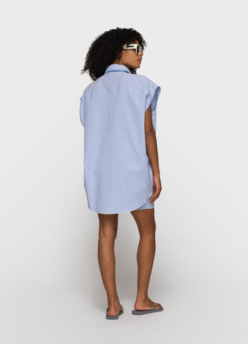 cotton blouse stripes | white/steel blue