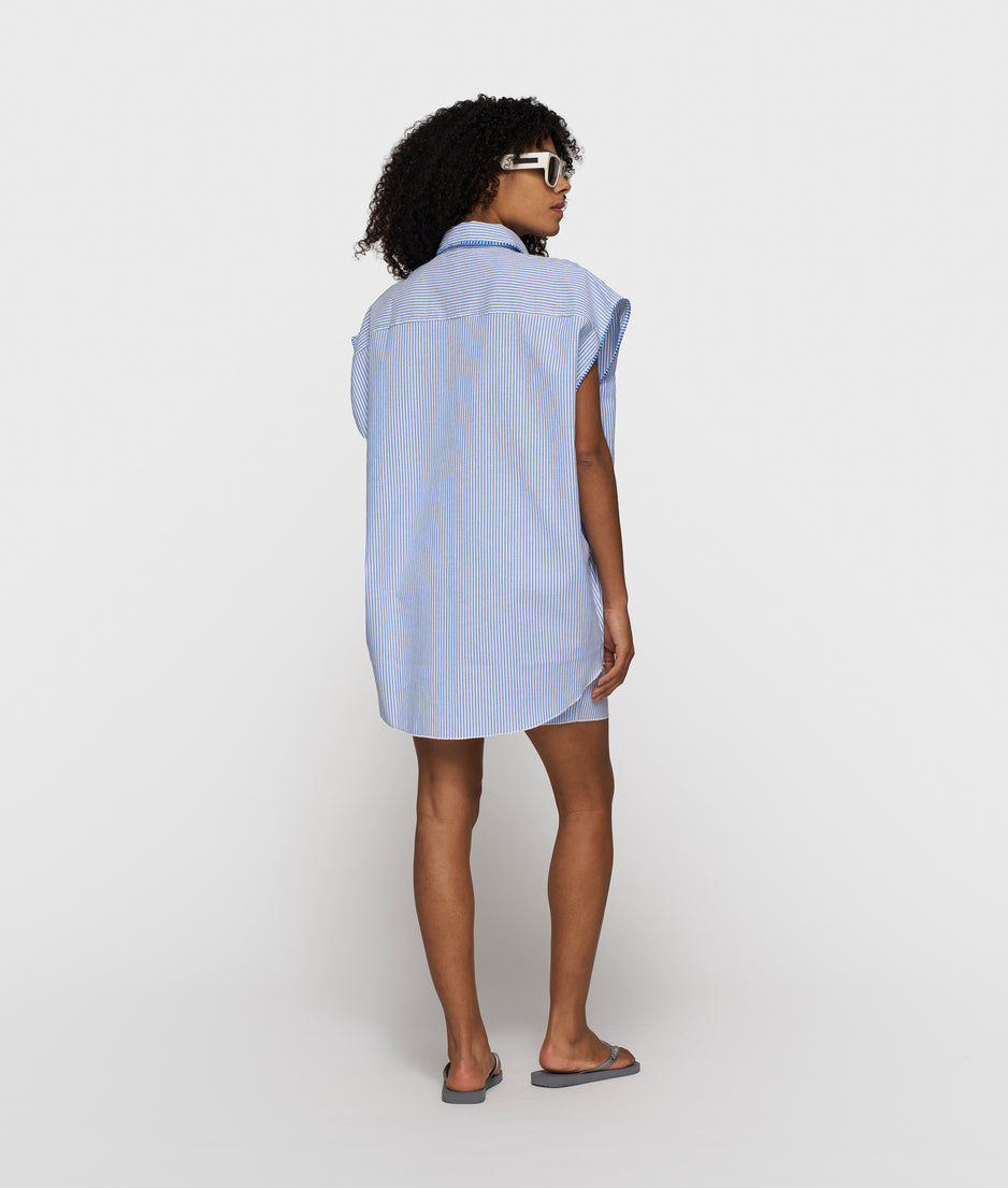 cotton blouse stripes | white/steel blue