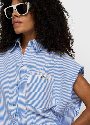 cotton blouse stripes | white/steel blue